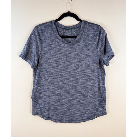Lululemon Womens Top Gray Heather Long Distance Short Sleeve Athletic Tee Size 8 - Picture 2 of 9